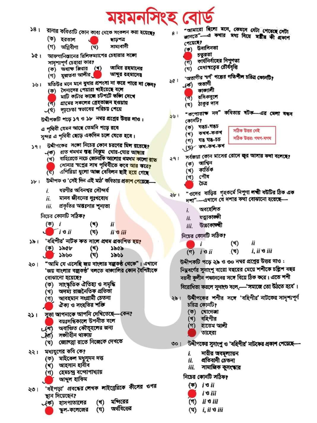 Bangla 1st Paper MCQ solution 2024 Mymensingh Board | বাংলা ১ম পত্রের বহুনির্বাচনি সমাধান ২০২৪ ময়মনসিংহ বোর্ড
